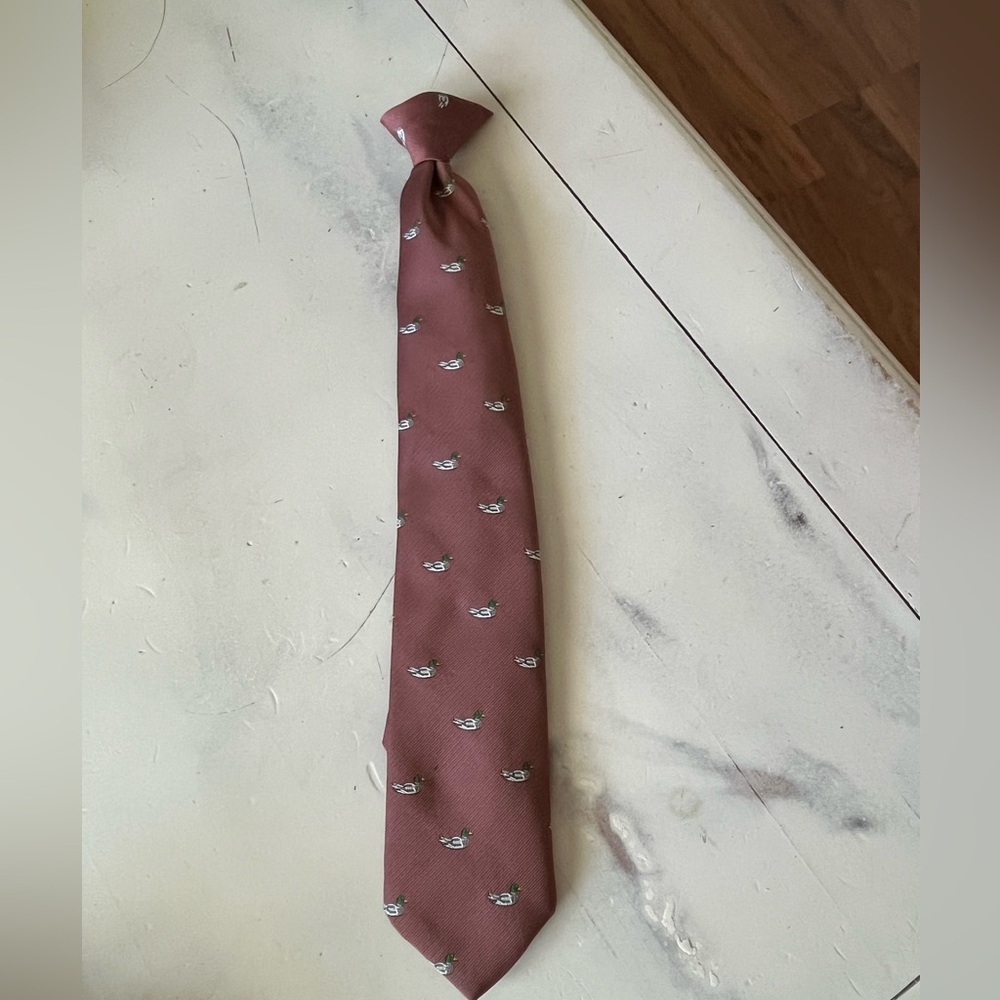 Vintage clip on tie with duck pattern